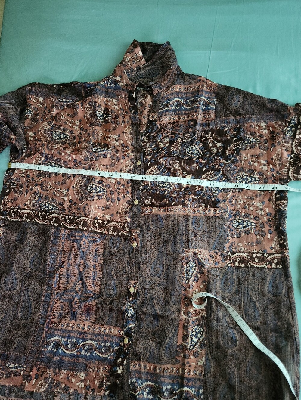 Zara Patchwork Paisley Print Shirt Oversized Bohemian-inspired Lightweight Sheer - Picture 13 of 16